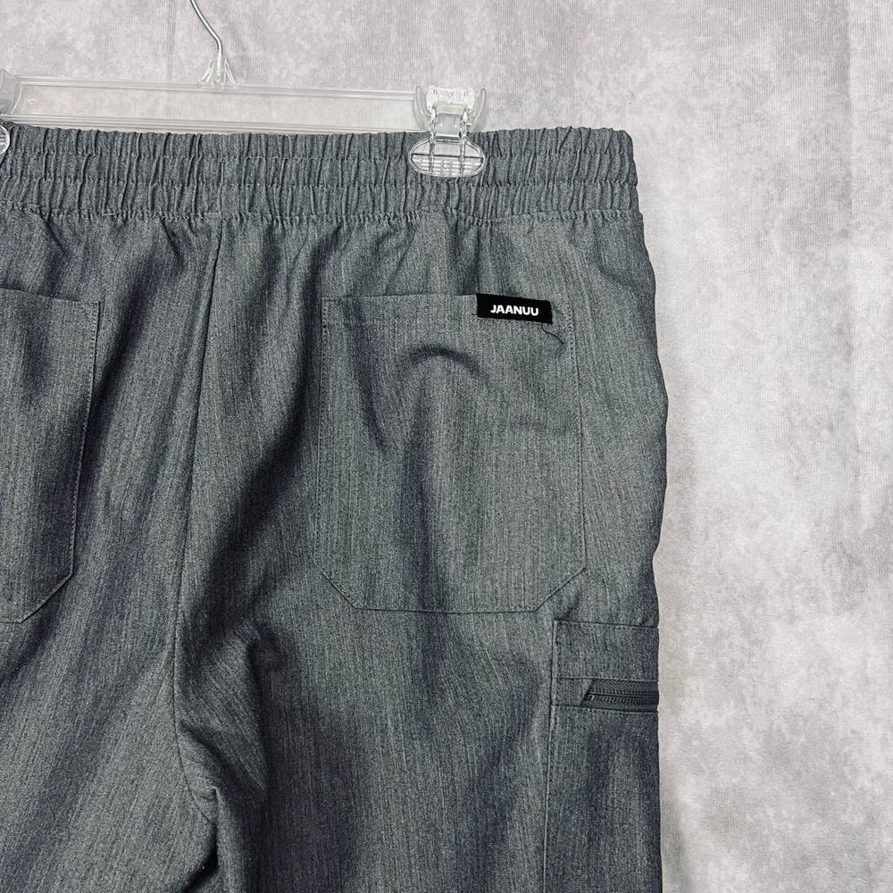 Jaanuu Women's XL Short Gray Cargo Scrub Pants Elastic Waist NWOT